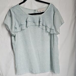 LOFT Soft Blue Ruffle Blouse